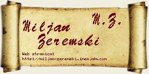 Miljan Zeremski vizit kartica